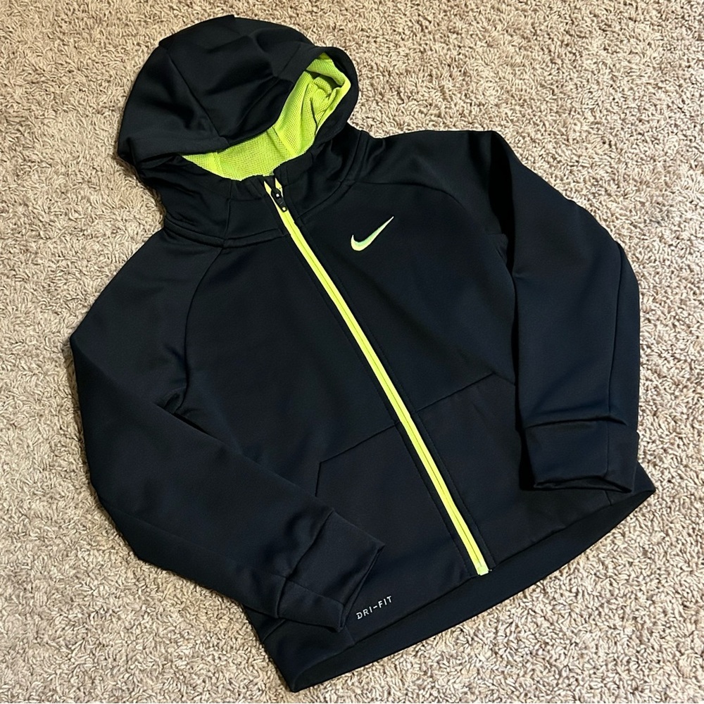 Nike Dri-Fit Full Zip Black Hoodie Boys Size 7